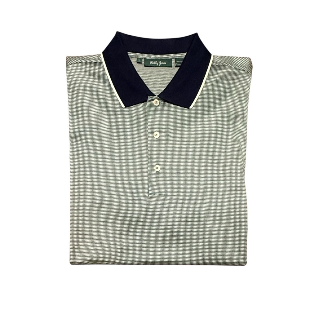 Bobby Jones Men's 100% Cotton Golf Polo Shirt Green/Navy Blue Size Large $178